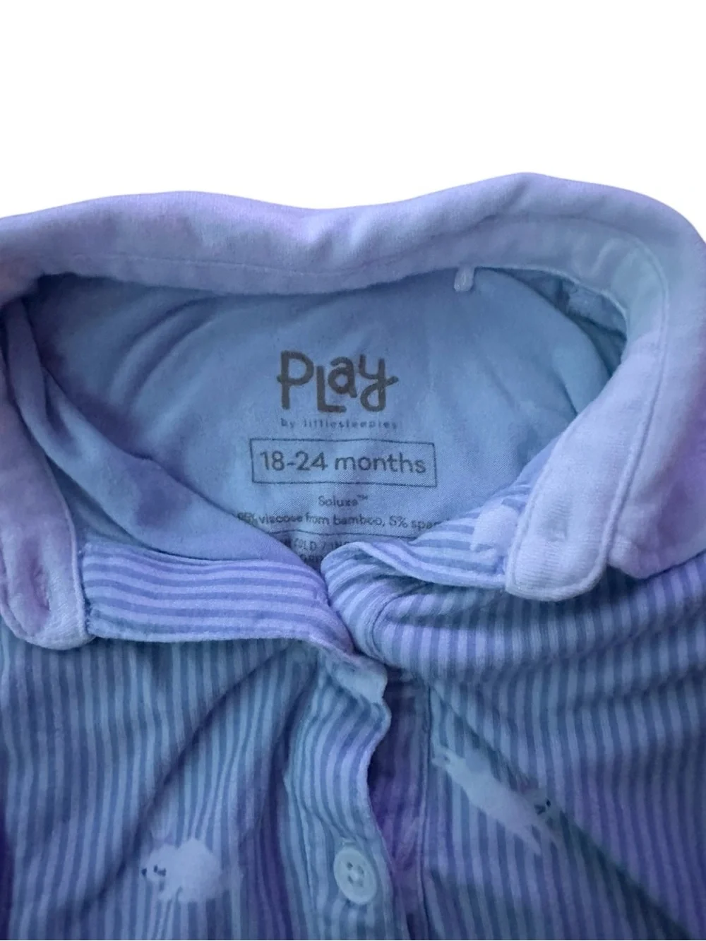 Little Sleepies Girls 18-24 months Bunny Stripe Button Down Dress Bamboo